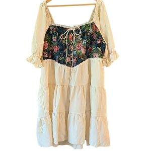 SHEIN Curve Off The Shoulder Peasant Dress Tiered Bohemian Prairie